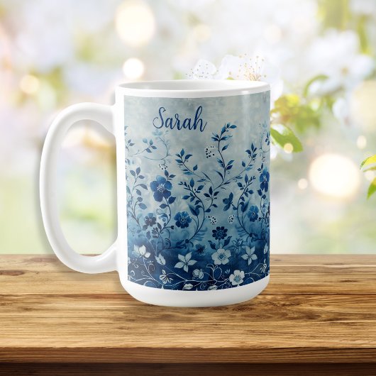 Mug Beau bleu Vintage Tropical Hawaiian Flowered