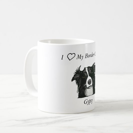 Mug Beau border collie noir et blanc (Devant gauche)