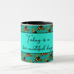 MUG BEAU BUMBLEBEE OR NOIR HAPPY BEE TEXTE BEE