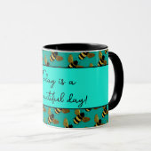MUG BEAU BUMBLEBEE OR NOIR HAPPY BEE TEXTE BEE (Devant droit)