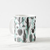 Mug Beau cactus dessinés à la main doodé sans couture  (Devant gauche)