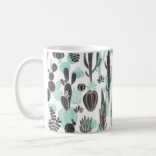 Mug Beau cactus dessinés à la main doodé sans couture  (Gauche)