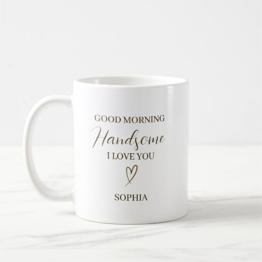 Mug Beau Cadeau Personnalisé Romantique de Bon Matin (Gauche)