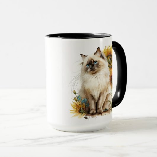 MUG BEAU CHAT RAGDOLL AVEC SOUFFLEURS (Devant droit)