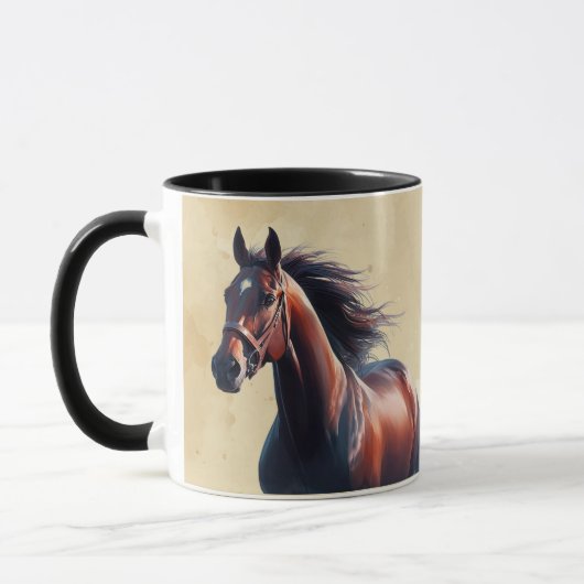 Mug Beau Cheval Brown Nom personnalisé (Gauche)