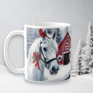Mug Beau Cheval de Vacances avec Cardinal