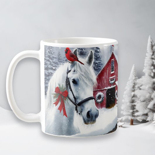Mug Beau Cheval de Vacances avec Cardinal