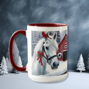 Mug Beau Cheval de Vacances avec Cardinal