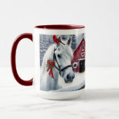 Mug Beau Cheval de Vacances avec Cardinal (Gauche)