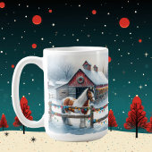 Mug Beau cheval sur une ferme de Noël