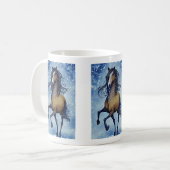 Mug Beau Cheval Whimsical dans l'hiver neige (Devant gauche)