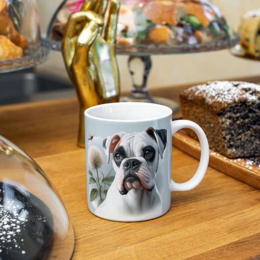 Mug Beau Chien blanc de boxe présenté dans Nature