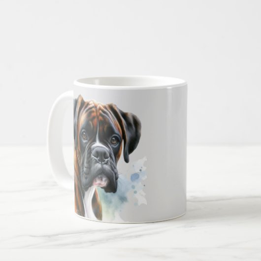 Mug Beau chien de boxe en aquarelle (Devant gauche)