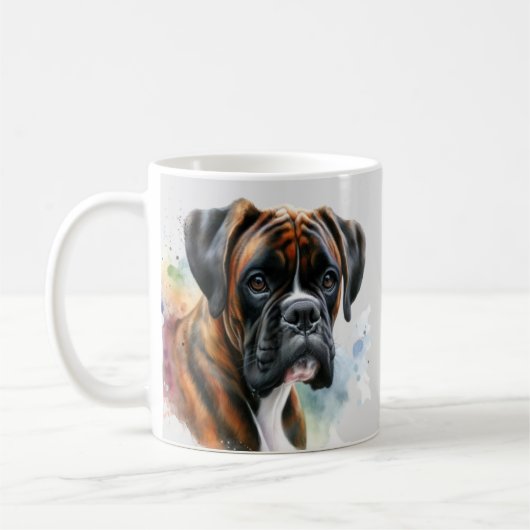 Mug Beau chien de boxe en aquarelle (Gauche)