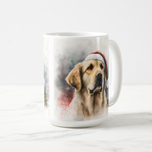 MUG BEAU CHIEN DE RÉCUPÉRATION D'OR EN COULEUR D'EAU (Devant droit)