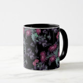Mug Beau chrysanthème fleurs rouges vert gris feuille (Devant droit)