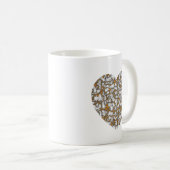 Mug Beau coeur de texture de marbre blanc et or (Devant droit)