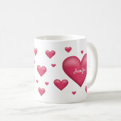 Mug Beau Coeur Rose Avec Un Nom Personnalisé (Devant droit)