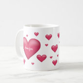 Mug Beau Coeur Rose Avec Un Nom Personnalisé (Devant gauche)