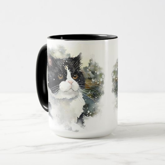 MUG BEAU COULEUR D'EAU NOIR TUXEDO CAT TUXEDO BLANC (Devant gauche)