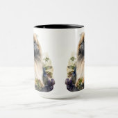 MUG BEAU COULEUR D'EAU PEKINGESE CHIEN & FLEURS (Centre)