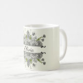 Mug Beau dessin de fleurs noires et blanches (Devant droit)