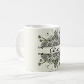 Mug Beau dessin de fleurs noires et blanches (Devant gauche)