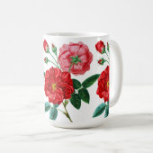 Mug Beau dessin rose, Fleurs florales rouges (Devant droit)