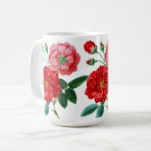 Mug Beau dessin rose, Fleurs florales rouges (Devant gauche)