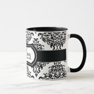 Mug Beau Dovey blanc de noir de damassé de 311