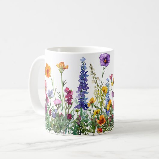 Mug Beau Enveloppement des fleurs de prairie de printe (Devant gauche)
