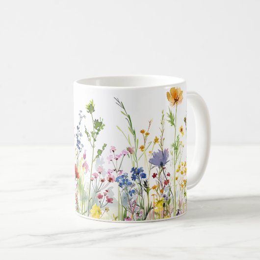 Mug Beau Enveloppement des fleurs de prairie de printe (Devant droit)