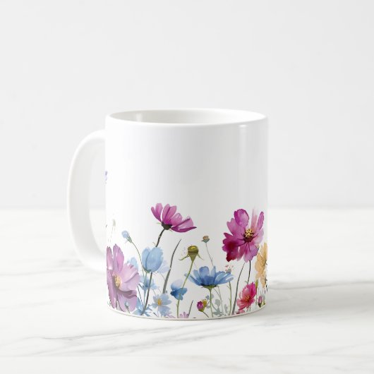 Mug Beau Enveloppement des fleurs de prairie de printe (Devant gauche)