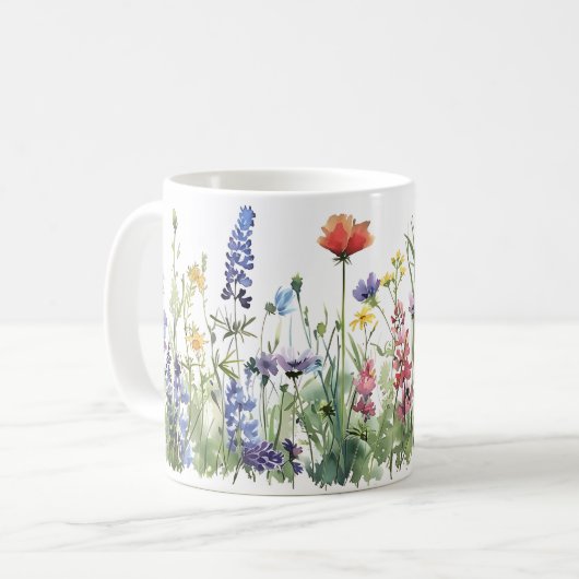 Mug Beau Enveloppement des fleurs de prairie de printe (Devant gauche)