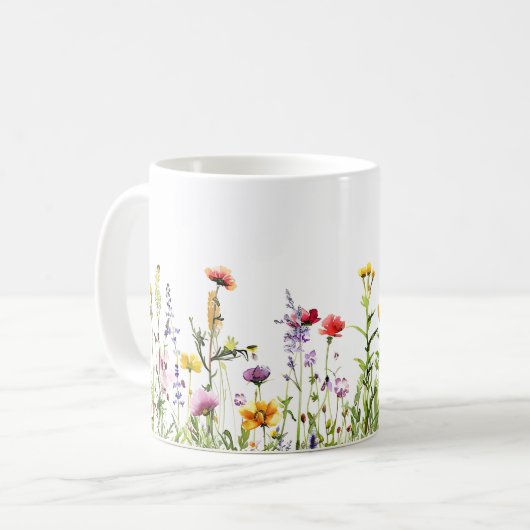 Mug Beau Enveloppement des fleurs de prairie de printe (Devant gauche)