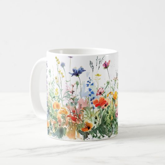 Mug Beau Enveloppement des fleurs de prairie de printe (Devant gauche)