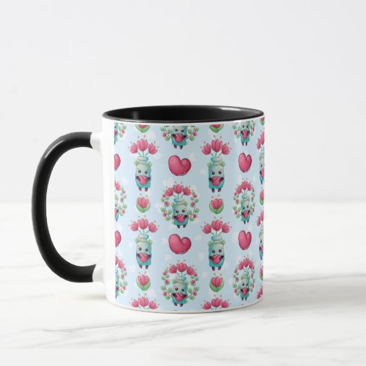 Mug Beau Floral Mason Jar Hearts Motif (Gauche)