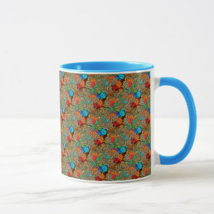 Mug Beau Floral Multicolore Motif Rouge Bleu