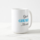 Mug Beau Grumpy Matin Oiseau mignon Fluffy Bleu En Col (Devant droit)