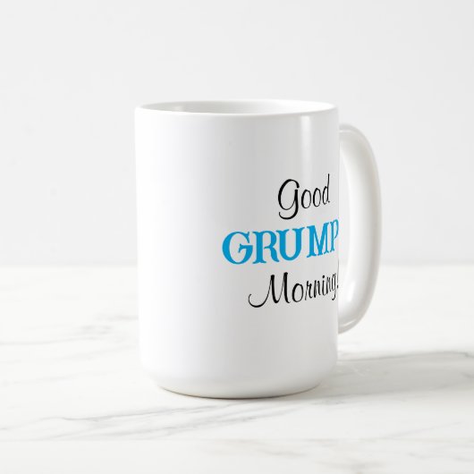 Mug Beau Grumpy Matin Oiseau mignon Fluffy Bleu En Col (Devant droit)