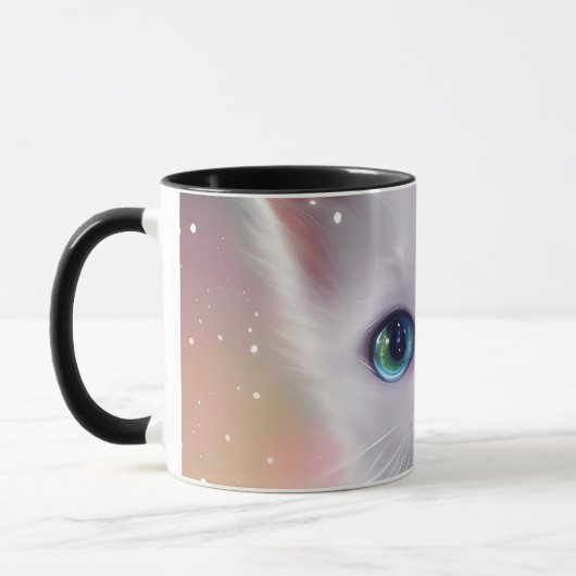 Mug Beau Imaginaire blanc Fluffy Chat (Gauche)
