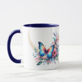 Mug Beau Imaginaire bleu orange papillon floral (Gauche)