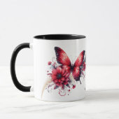 Mug Beau Imaginaire rouge papillon floral (Gauche)