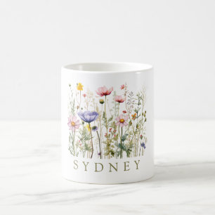 Mug Beau jardin botanique Fleur sauvage aquarelle