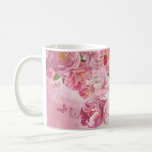 Mug Beau jardin fleuri rose (Gauche)