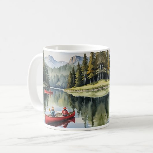 Mug Beau Lac paisible Canot en canot rouge (Devant gauche)