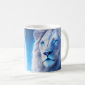 Mug Beau Lion blanc mystique aux yeux bleus (Devant droit)