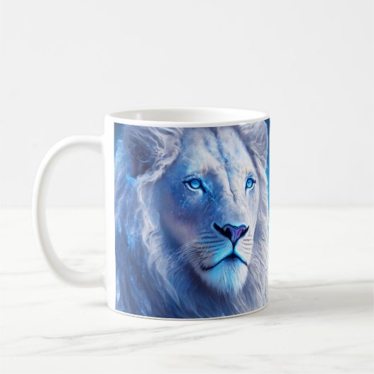 Mug Beau Lion blanc mystique aux yeux bleus (Gauche)
