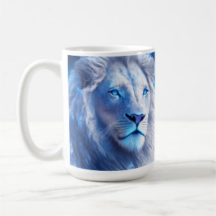 Mug Beau Lion blanc mystique aux yeux bleus