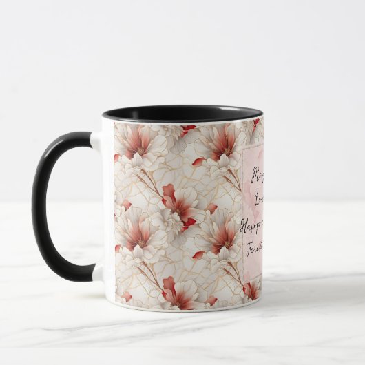 Mug Beau Mariage romantique à fleurs rouges (Gauche)